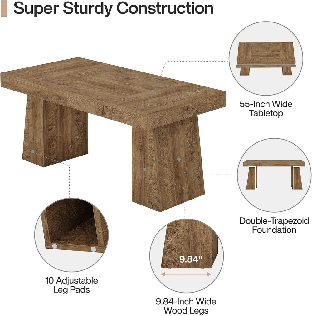 Tribesigns 55" Executive Desk, Wooden Office Desk with Double Pedestal, ...
