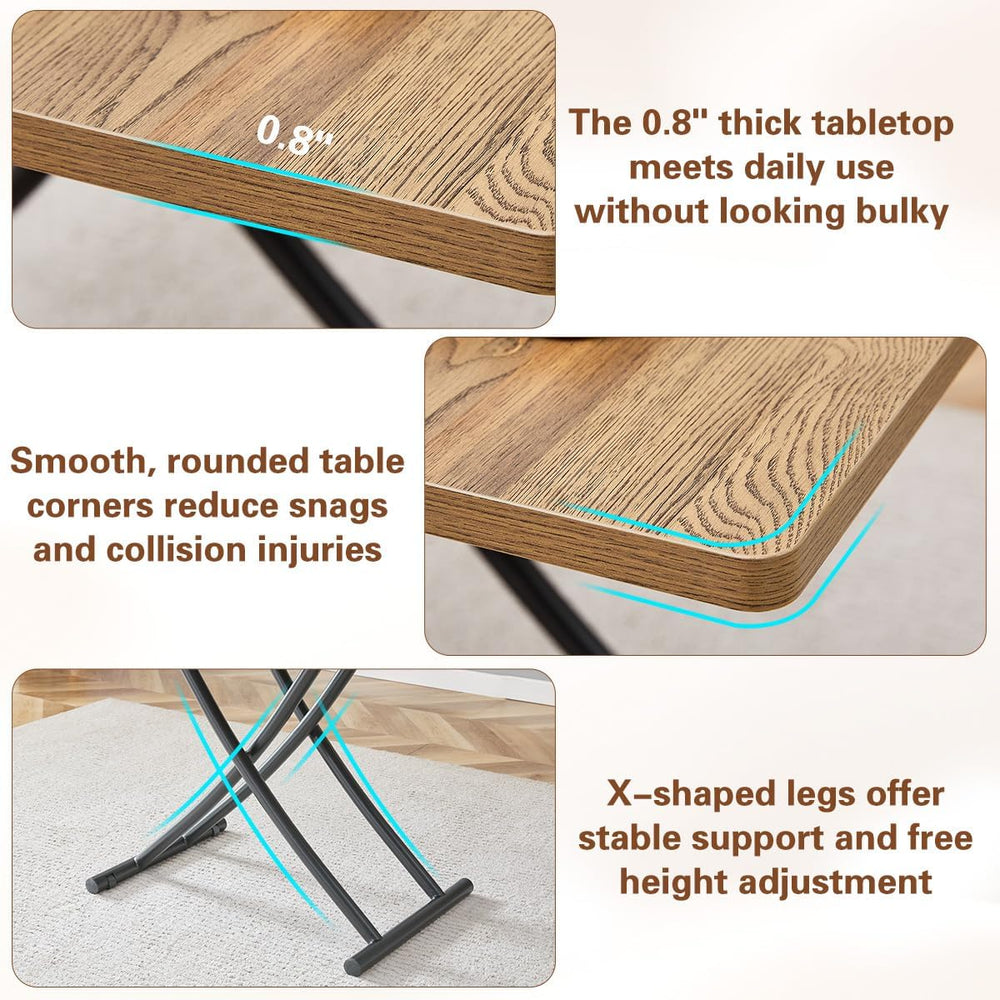 4 in 1 Adjustable Folding Dining Table, Drop Leaf Coffee Table for Small Spac...