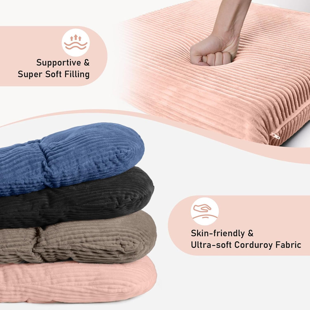 5PCS Glider Rocker Replacement Cushions with Storage Side Pockets, Pink