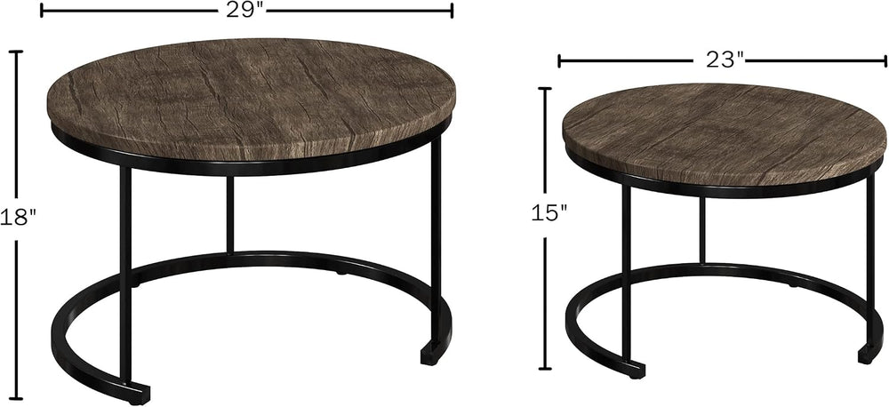 Round Coffee Table Set - 2-Piece Nesting Tables to Use Together or Separately...