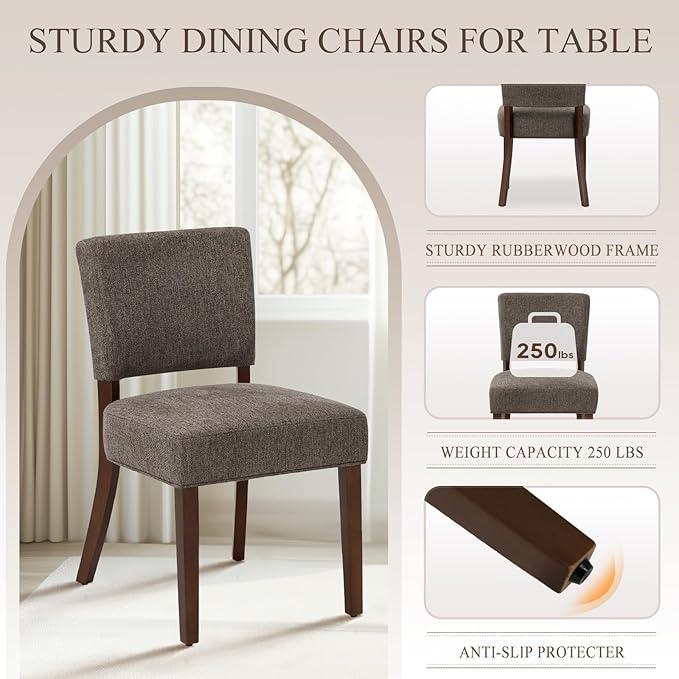 COLAMY Mid Century Modern Dining Chairs Set of 4, Upholstered Kitchen Chairs ...