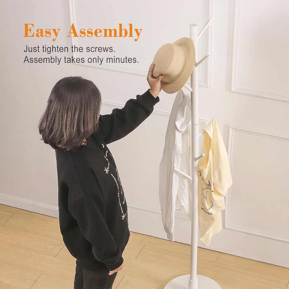 VECELO Coat Rack Freestanding, Entryway Hanger Stand, Umbrella Holder, Hall T...