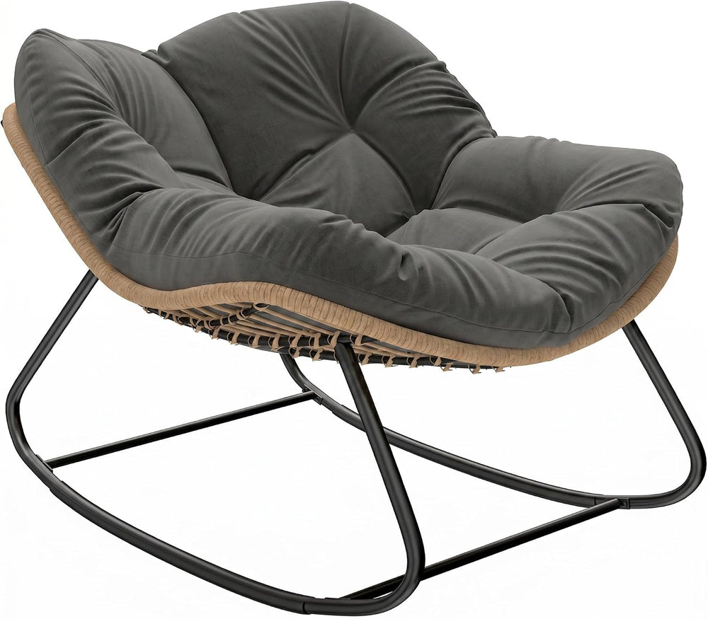 Outsunny Papasan Rocking Chair, Wicker Oversized Indoor Outdoor Rocking Papas...
