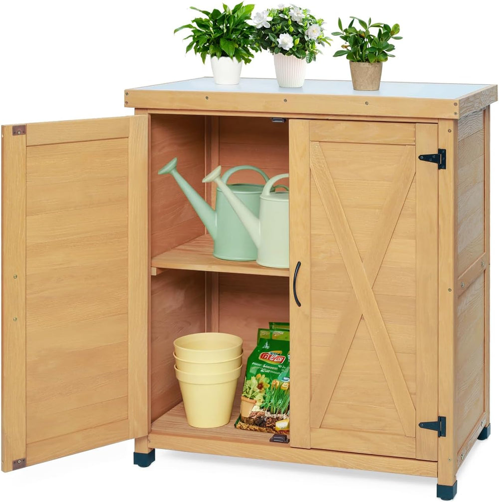 31" Weatherproof Small Storage Cabinet, Storage Cabinets with X-Shape St...