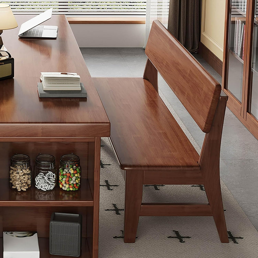 Farmhouse Wood Dining Bench 47.2/55.1/63in Kitchen Bench with Back Shoe Bench...
