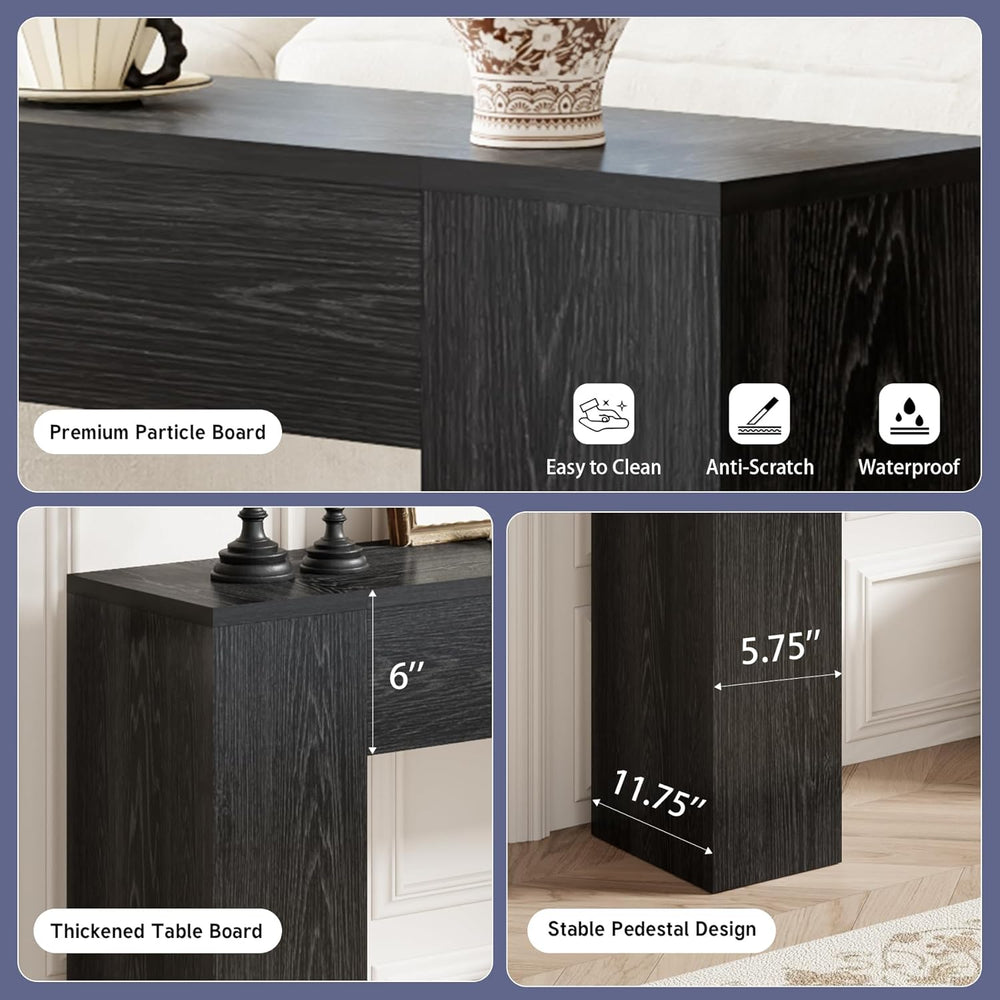 Epecoya Black 43-Inch Wood Console Table for Entryway Living Room