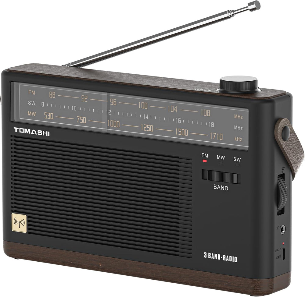 TOMASHI Portable AM FM SW Radio, Retro Transistor Radio, Type-C Charging