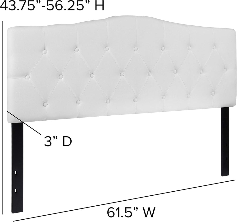 Flash Furniture Queen Tufted Fabric Headboard, White