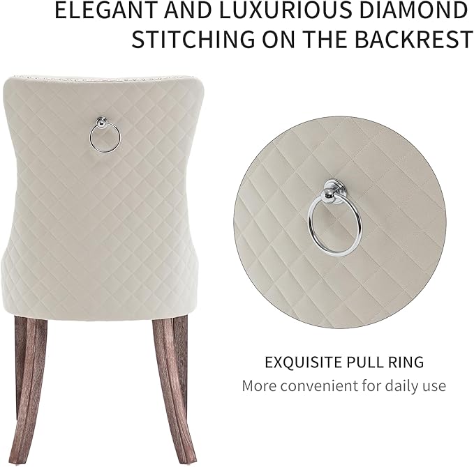 Velvet Dining Chairs Set of 2, Upholstered Dining Room Chairs with Nailhead T...