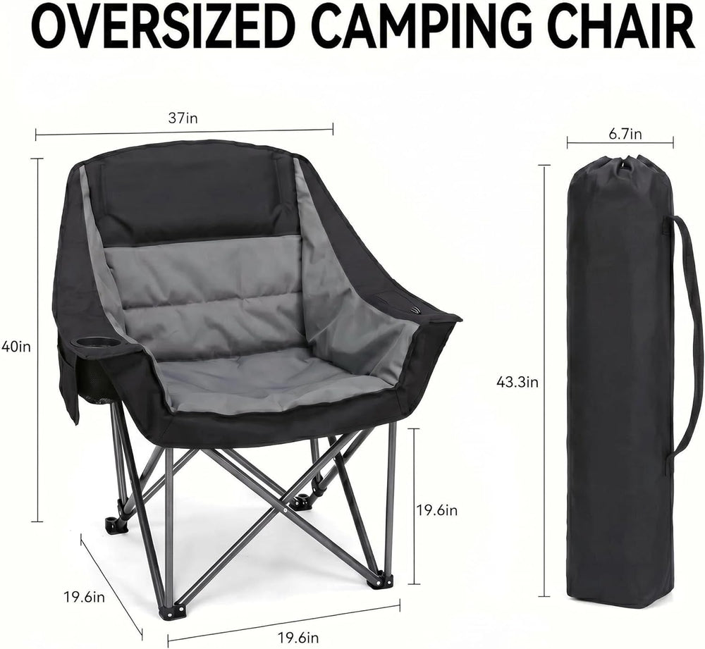 Oversized Heavy Duty Camping Chair for Adults, 500 lbs Capacity Padded Foldin...