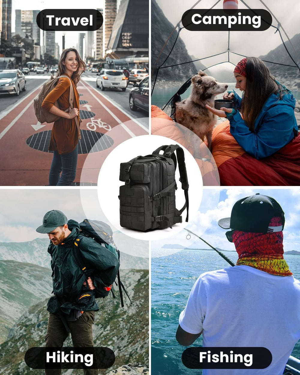 Vihir Multi-Purpose Military Tactical Backpack for Hiking, Everyday Use, Emer...