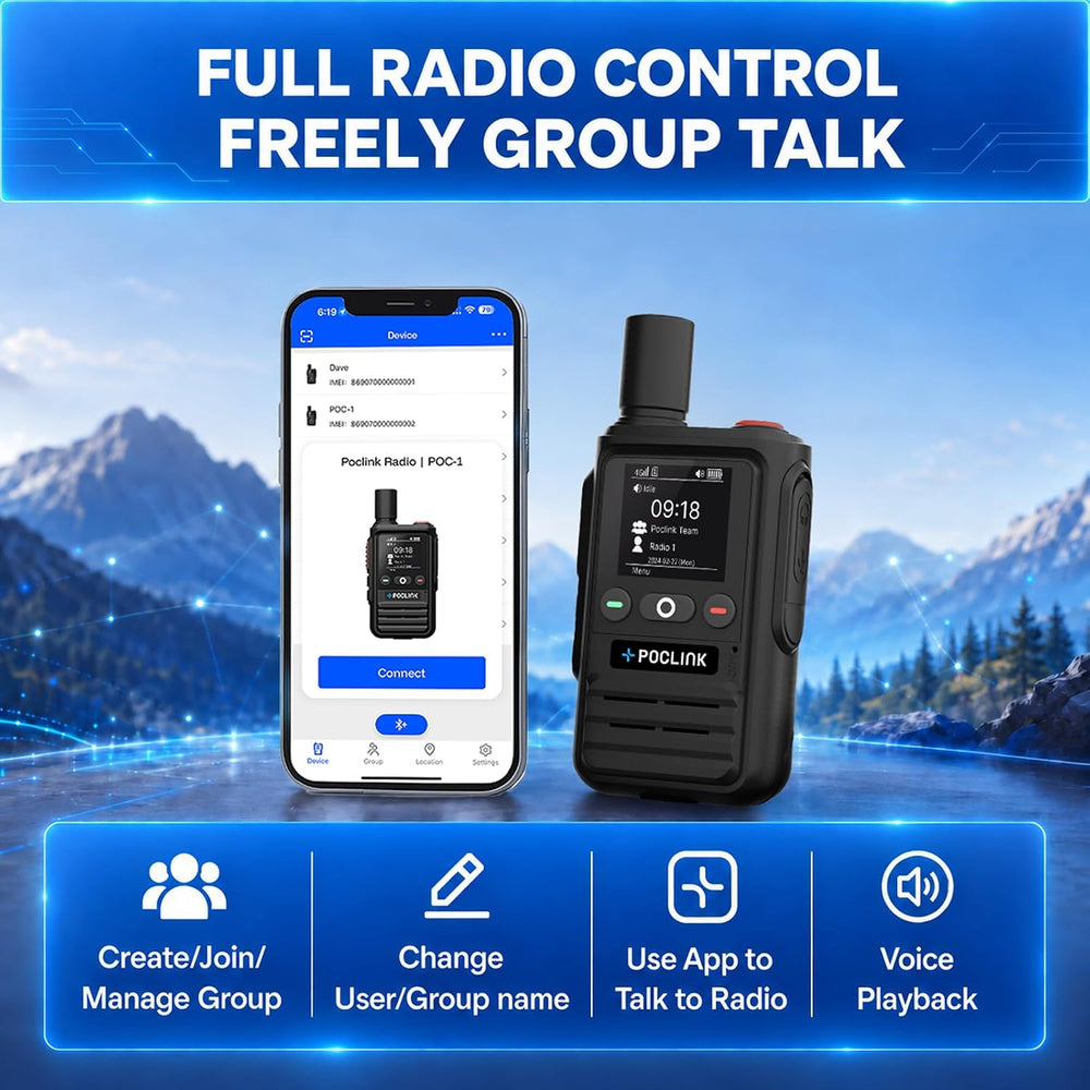 Lifetime Free Global Walkie Talkies Long Range, POC-1 Lite, 4G LTE Unlimited ...