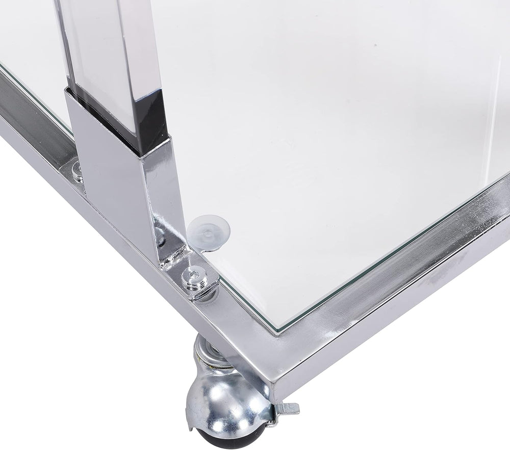 Acrylic Sofa Side Table C Shaped End Table with Wheels, Rolling Bedside Lapto...
