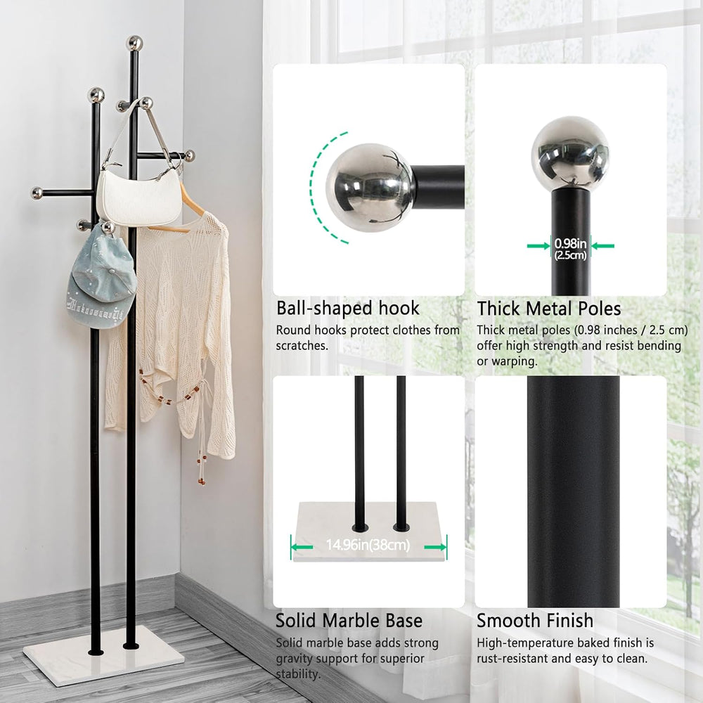 JIAYUEJU Metal Standing Coat Rack for Entryway Bedroom Living Room (Black)