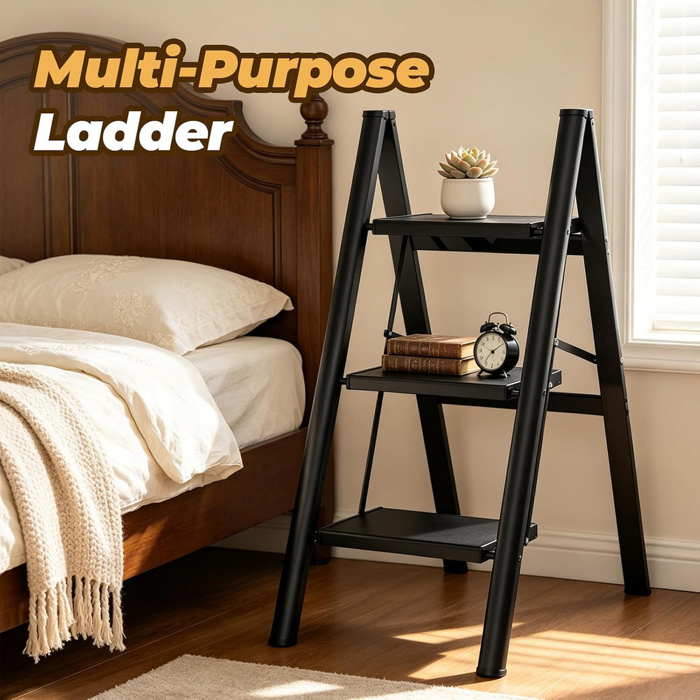 HBTower 3 Step Ladder, Lightweight Aluminum Folding Step Stool
