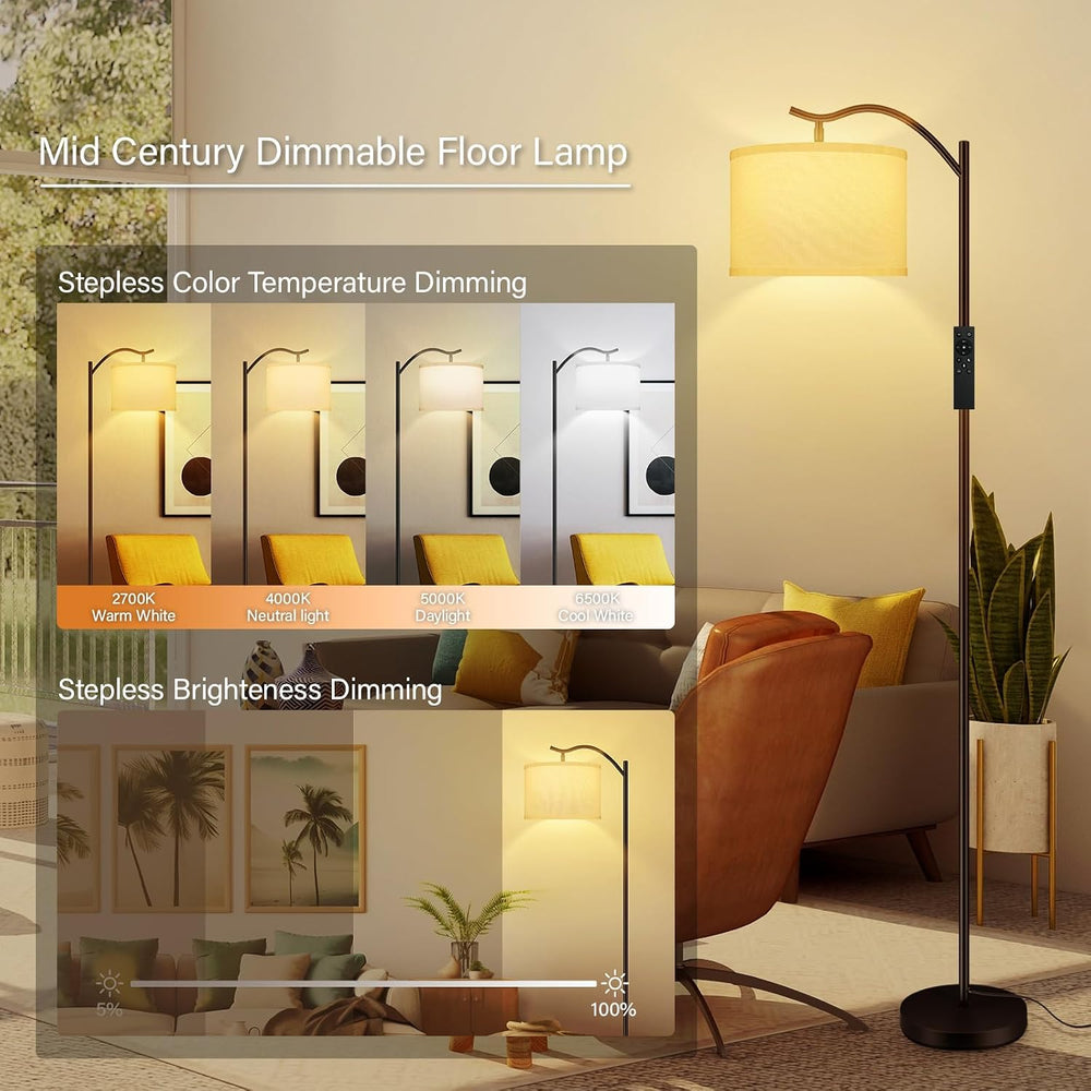 BoostArea Floor Lamp for Living Room,Arc Floor Lamp with Remote Control,Stepl...