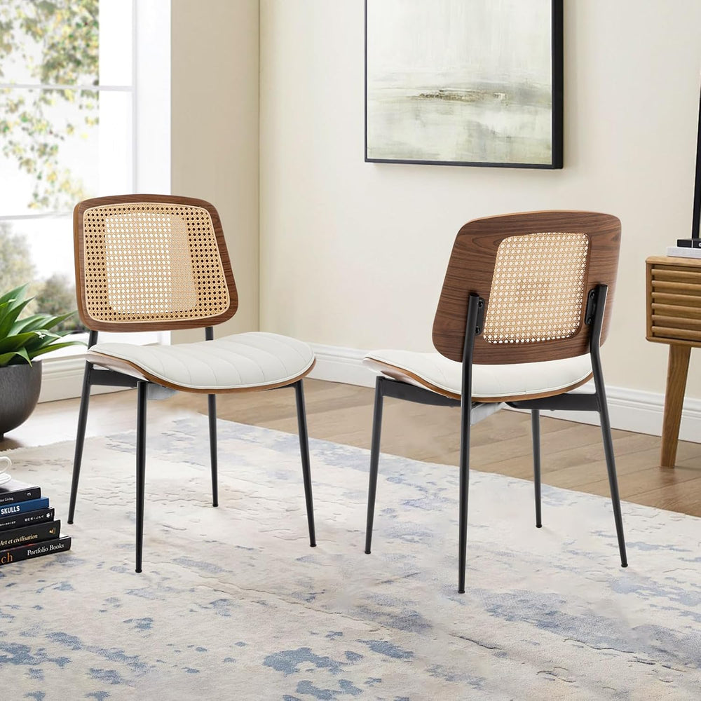 LUNLING Dining Chairs Set of 2 Mid Century Modern Retro Faux Leather Kitchen ...