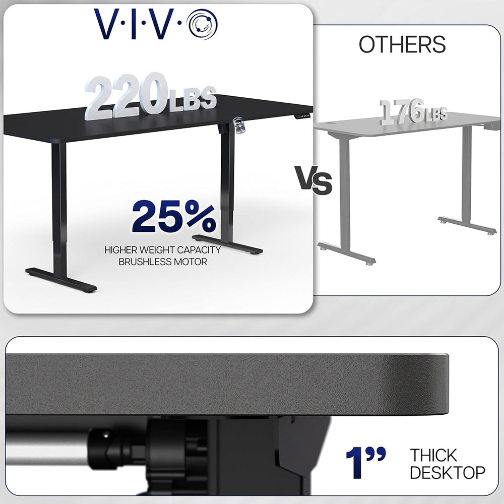 VIVO Electric Standing Desk, Smooth 3-Piece 83" x 30" Vintage Brown...