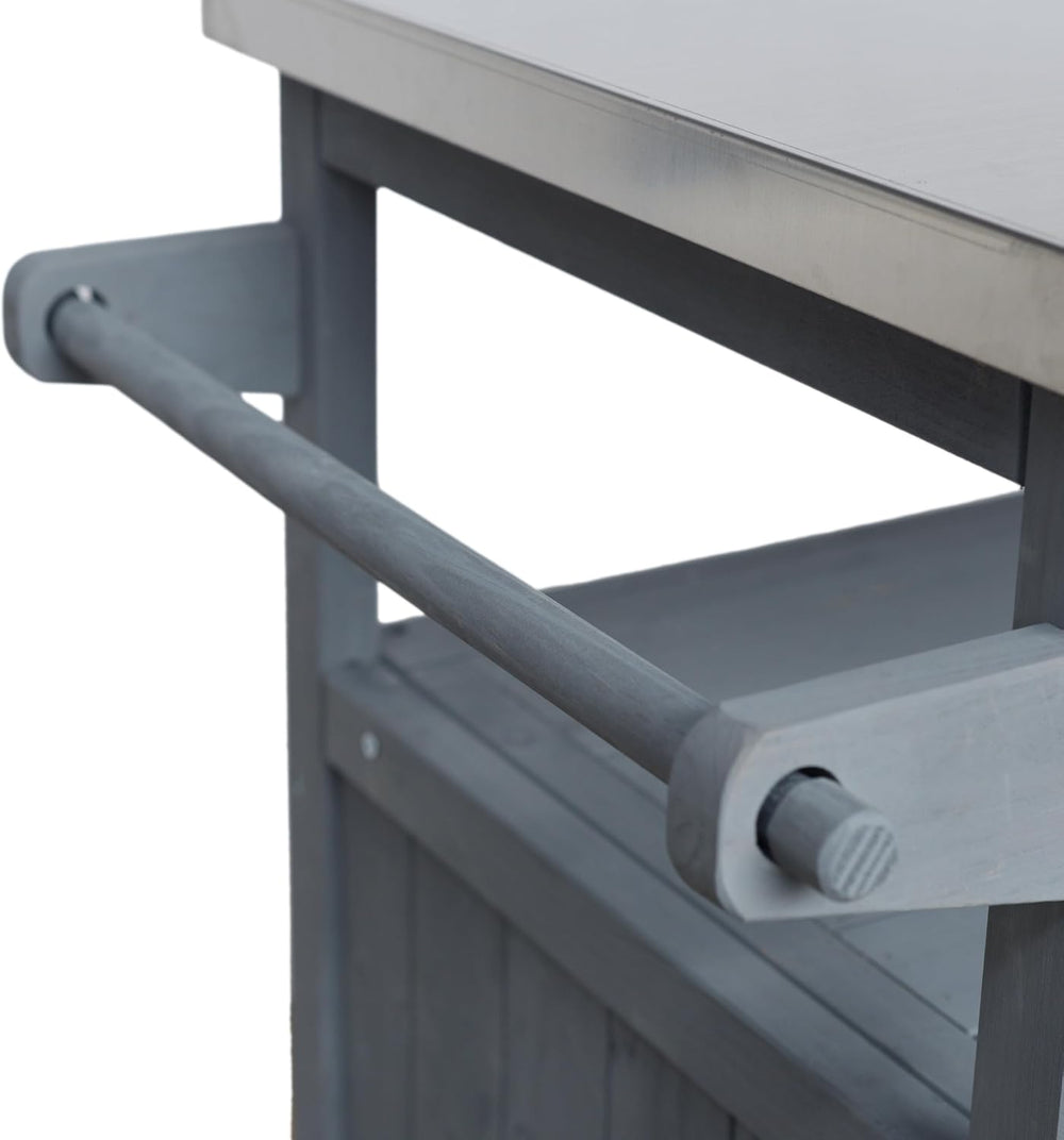 Christopher Knight Home Outdoor Bar Cart with Stainless Steel Top and Lockabl...