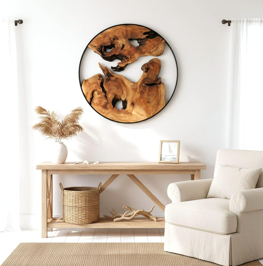 Cedar Wood Wall Decor, 16" x 16" Natural Live Edge Wall Art, Handcr...