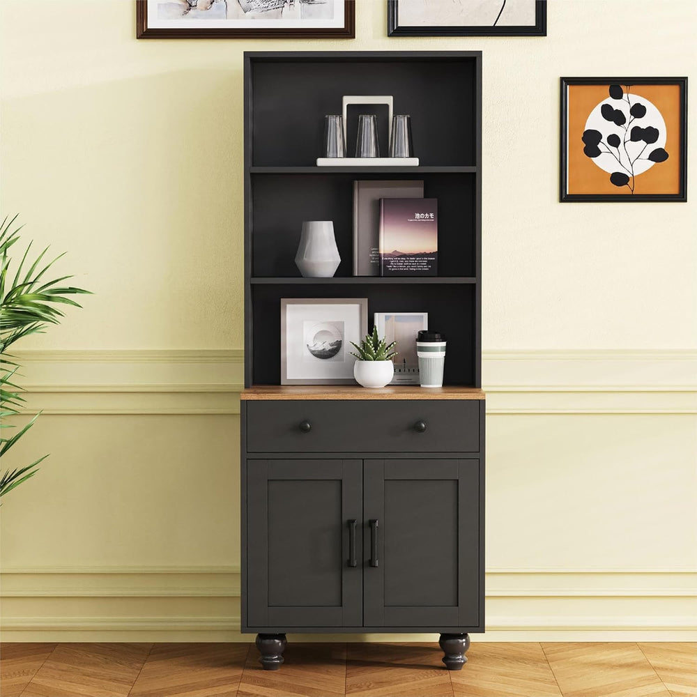 Modern Kitchen Pantry, Storage Cabinet with 4 Solid Wood Gourd-Shaped Legs, A...