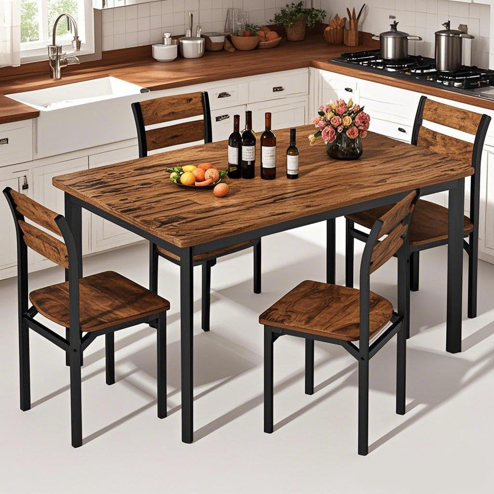 DKLGG Dining Room Table Set for 4 Farmhouse 5 Piece Dining Table Set, Small K...