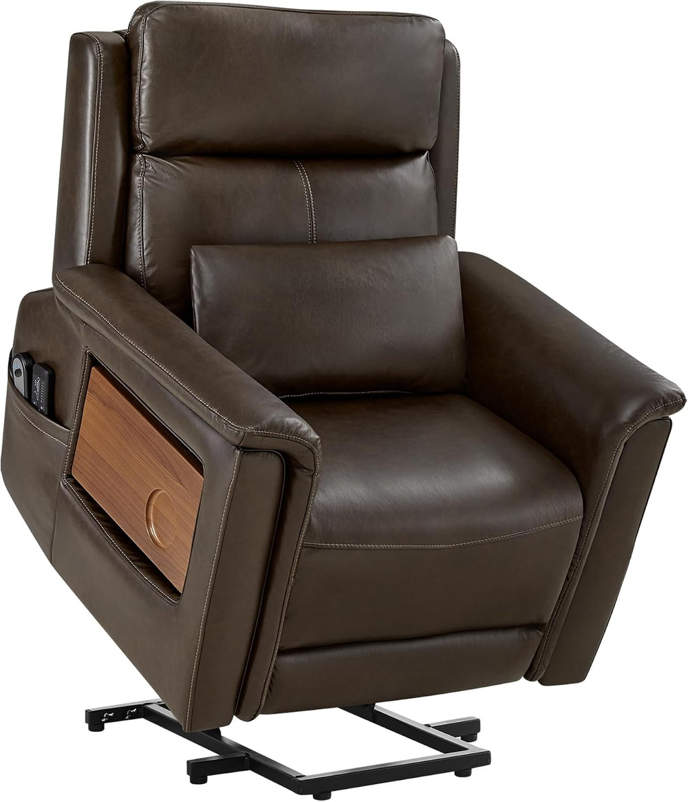 CHITA Leather Power Lift Recliner Chair for Elderly, Heat & Massage, Brown