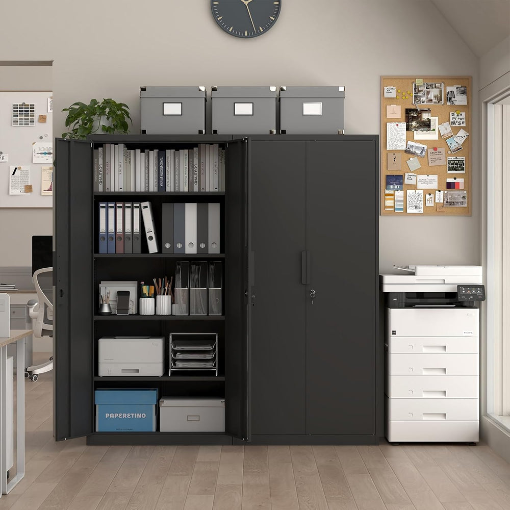 72''H Garage Storage Cabinet with Lock, 18'' Deep Metal Stora...