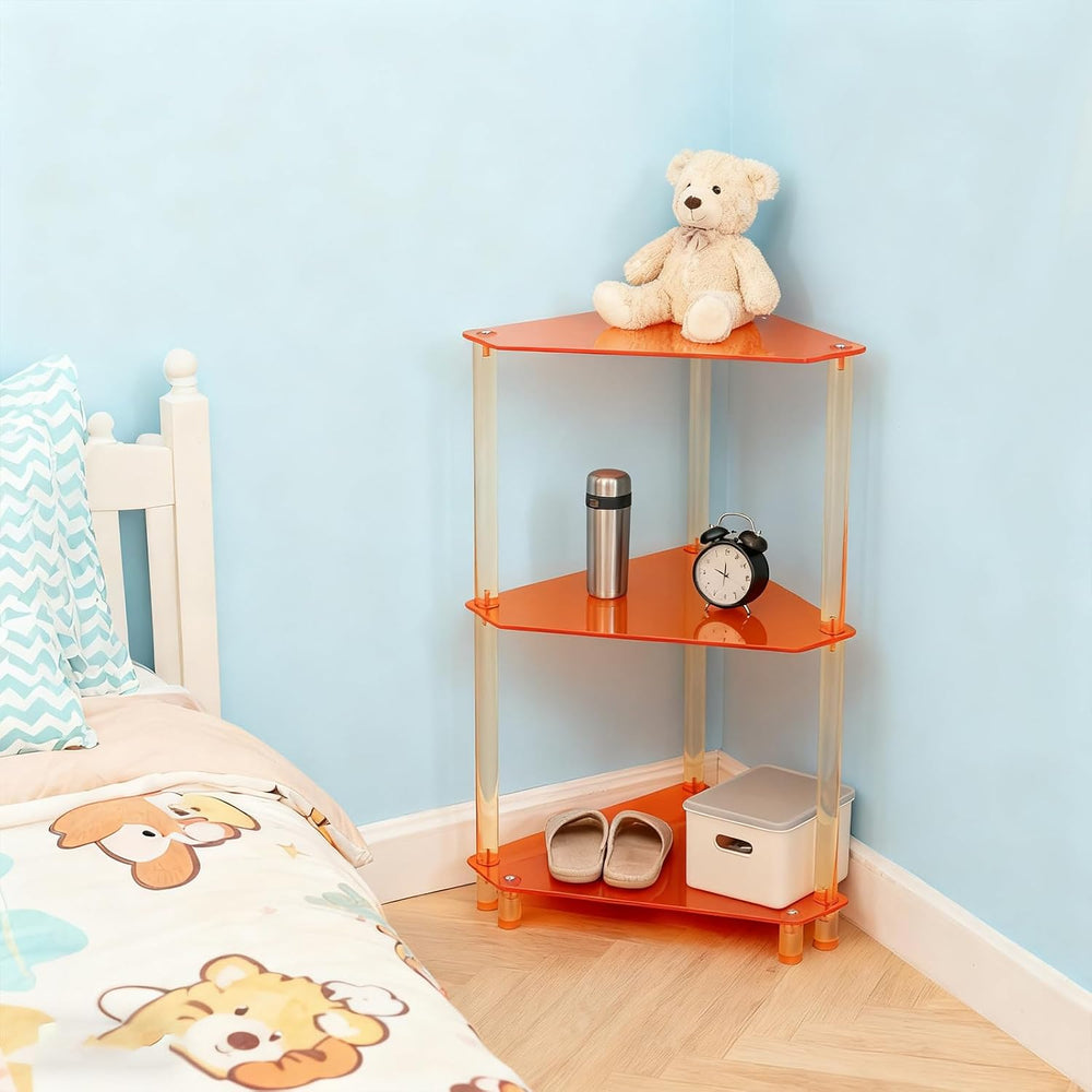 Acrylic Corner Side Table - 3 Tier Triangle End Table - Small Side Table for ...