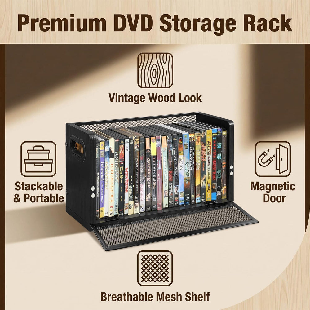 DVD Storage Rack 2-Pack with Handles, Holds 56 DVD or 64 Blu-ray Cases | Port...