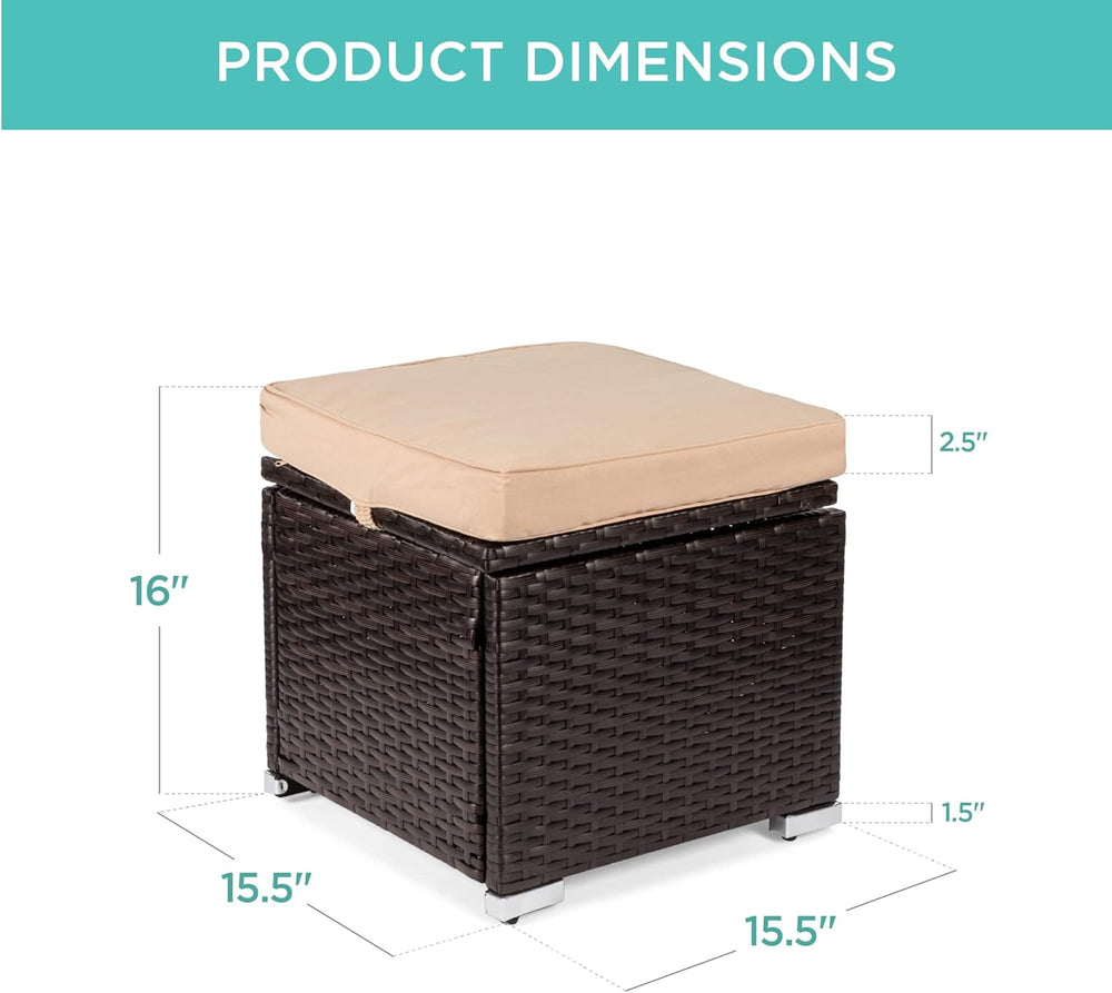 Best Choice Products Set of 2 Wicker Ottomans, Multipurpose Outdoor Furniture...