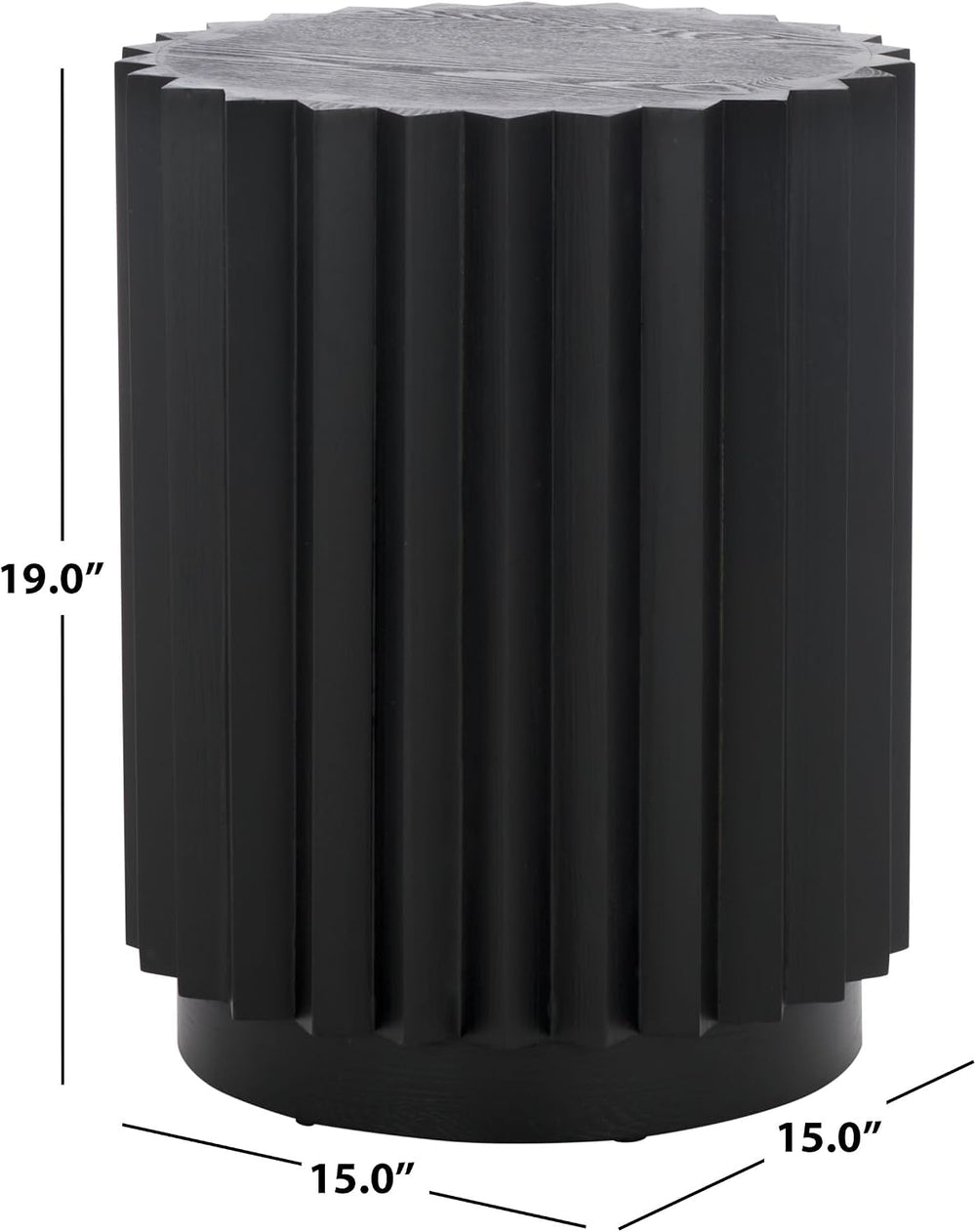 SAFAVIEH Home Collection Arashi Black Round Cylinder Pedestal End Table (Full...