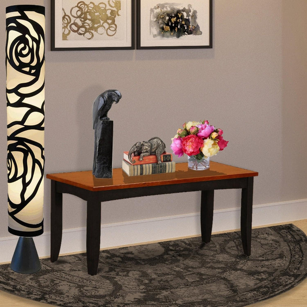 East West Furniture PFB-BLK-W Parfait Dining Room Bench with Solid Wood Seat,...