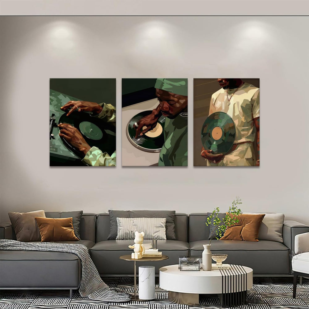 African American DJ Wall Art Black Men Canvas Posters Wall Decor Black Cultur...