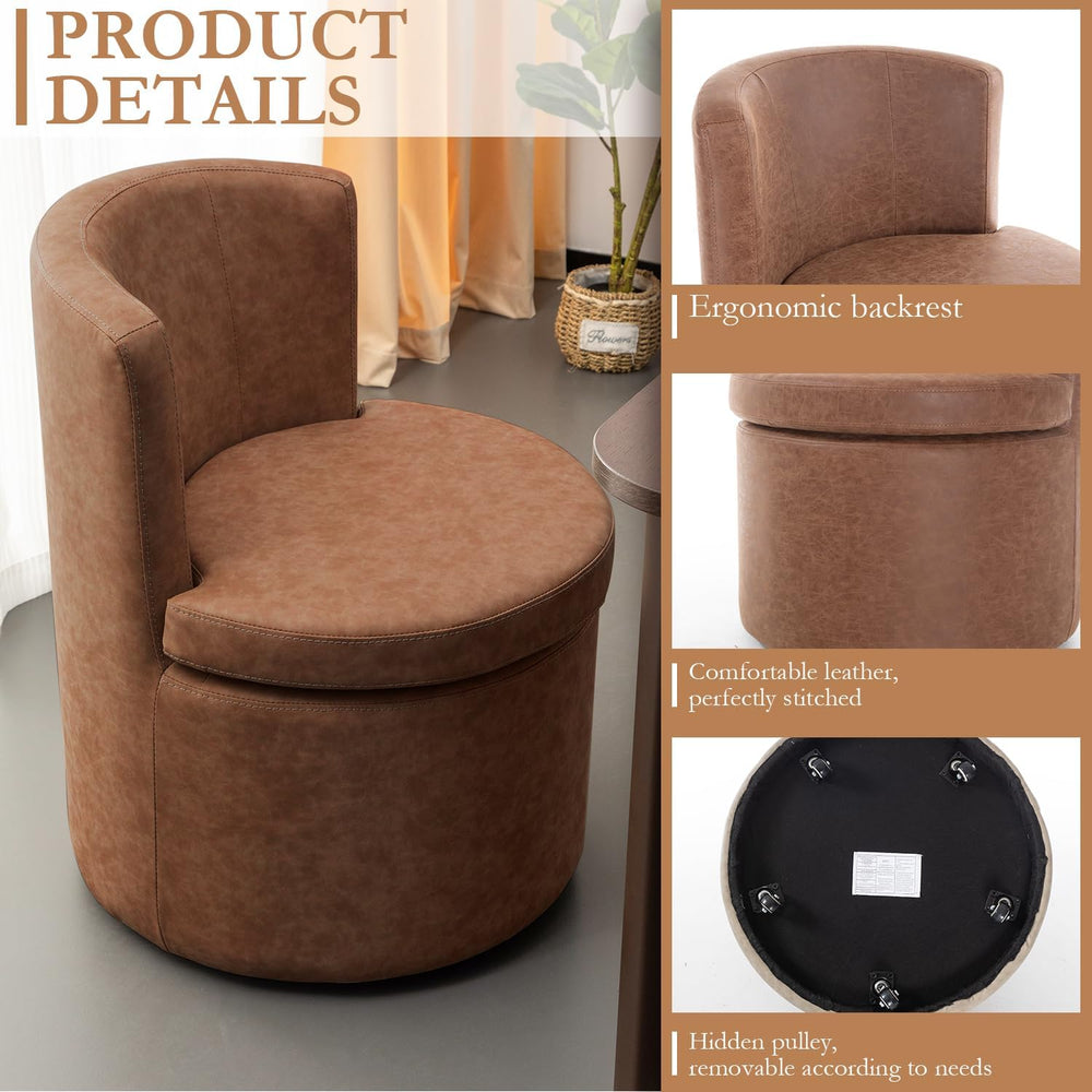 Faux Leather Rolling Dining Chairs with Casters Set of 2, Modern Upholstered ...