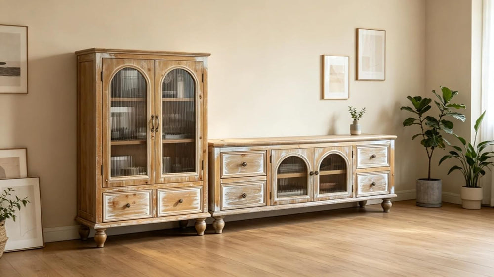 LKTART Solid Wood Storage Cabinet, Kitchen Sideboard Buffet Pantry Cabinet wi...