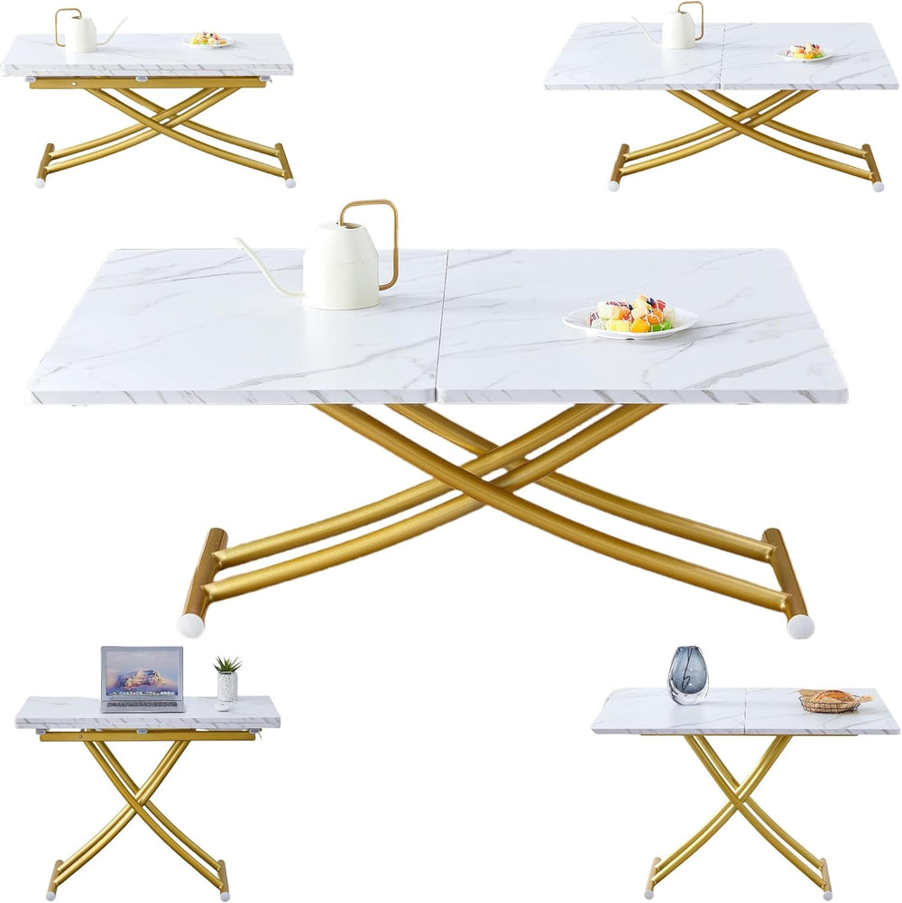 Height Adjustable Folding Table - Converts from Coffee to Dining, Wooden Top ...