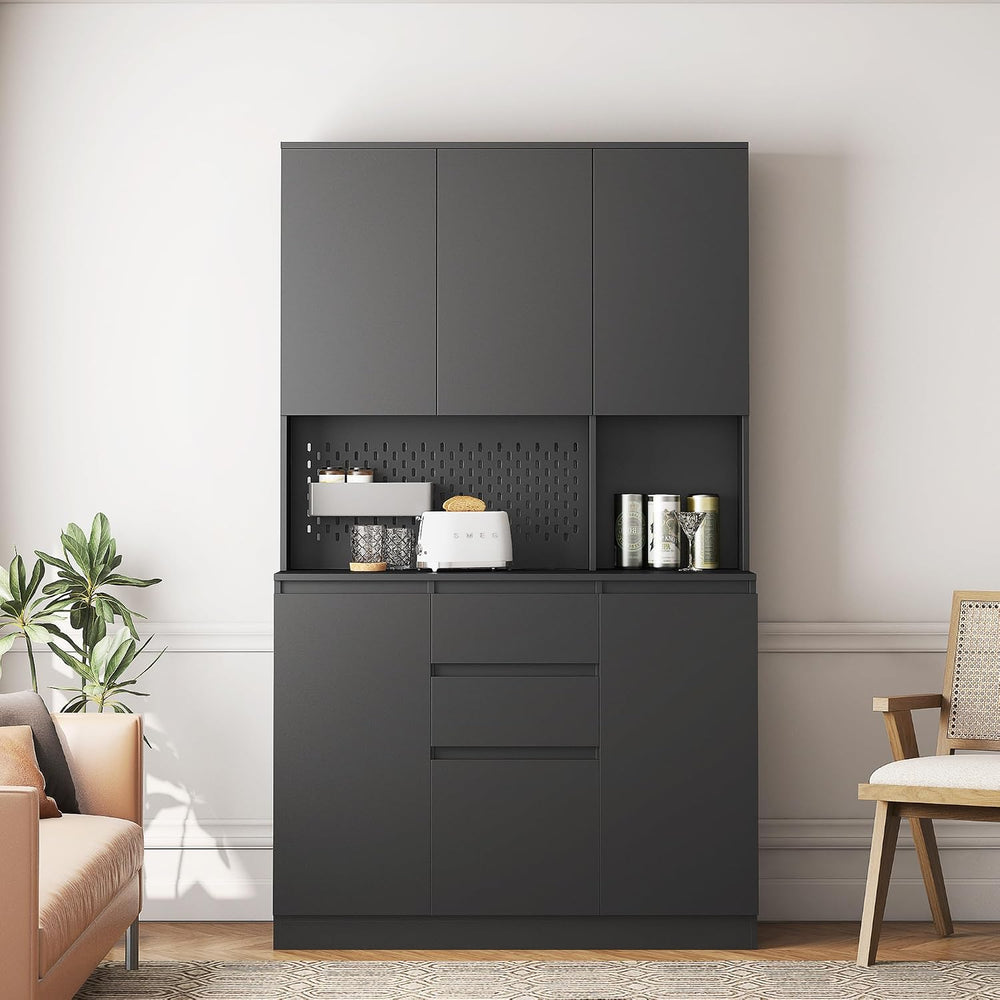 roomfitters 74" Kitchen Pantry Cabinet with Charging Station & USB P...