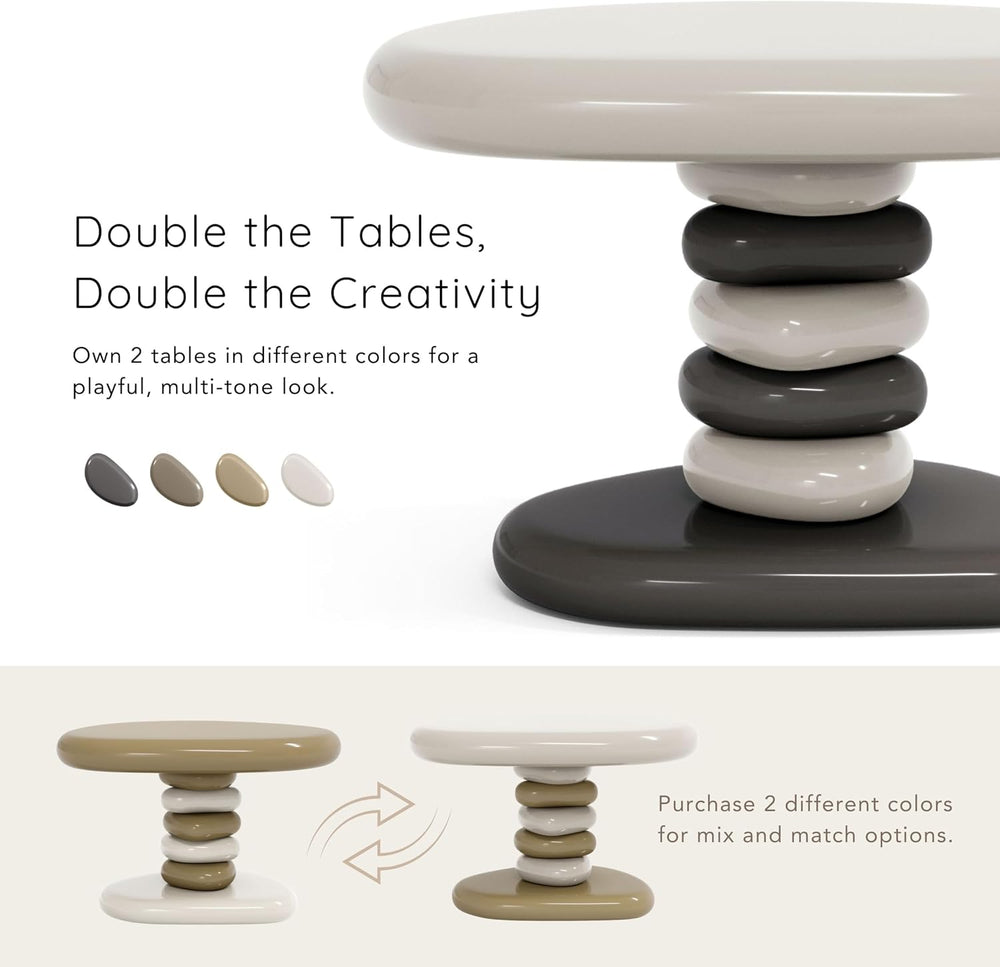 24/7 Shop at Home Kavren Modern 22-inch Oval Glossy Pedestal End Table, Stone...