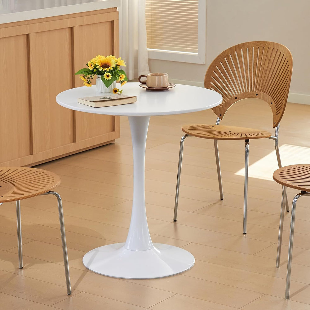 Round Dining Table, 27.6" Circle Tulip Table with Thickened Tabletop &am...