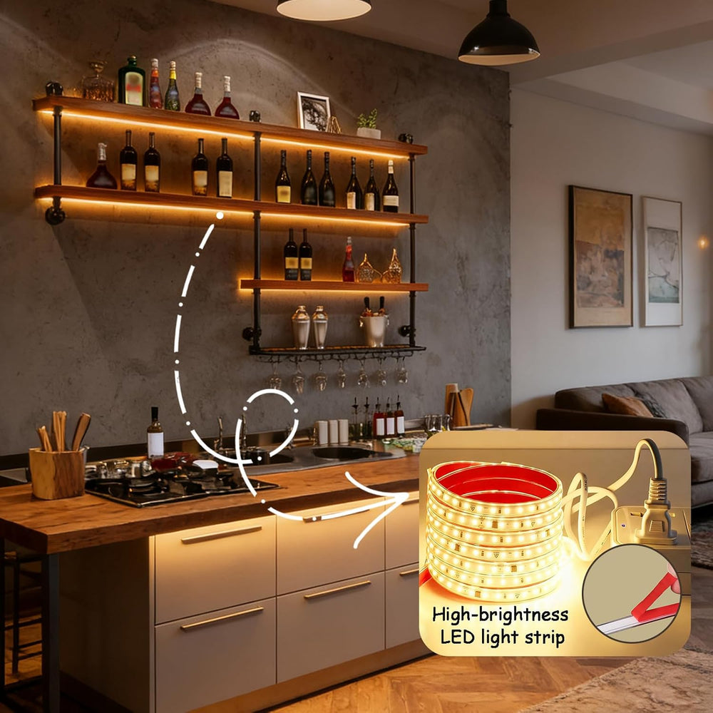 39.4in Solid Wood Wine Rack Wall Mounted, 4-Tier with LED Lights | Liquor Bot...