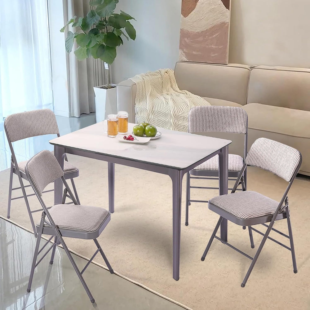 4 Pack Folding Chairs with PU Padded Cushion and Back, Commercial Grade Metal...