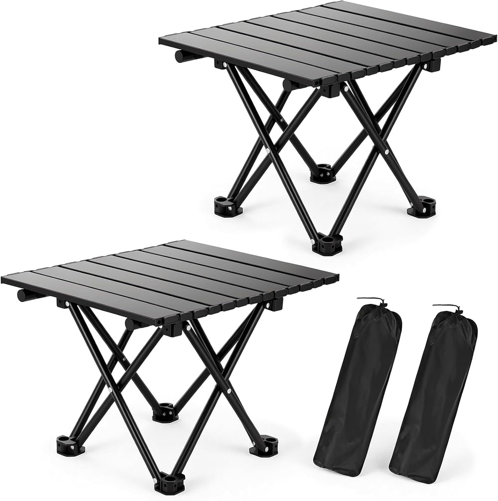 2 Pack Camping Table Foldable, Portable Folding Beach Table, Black-S | Ultral...