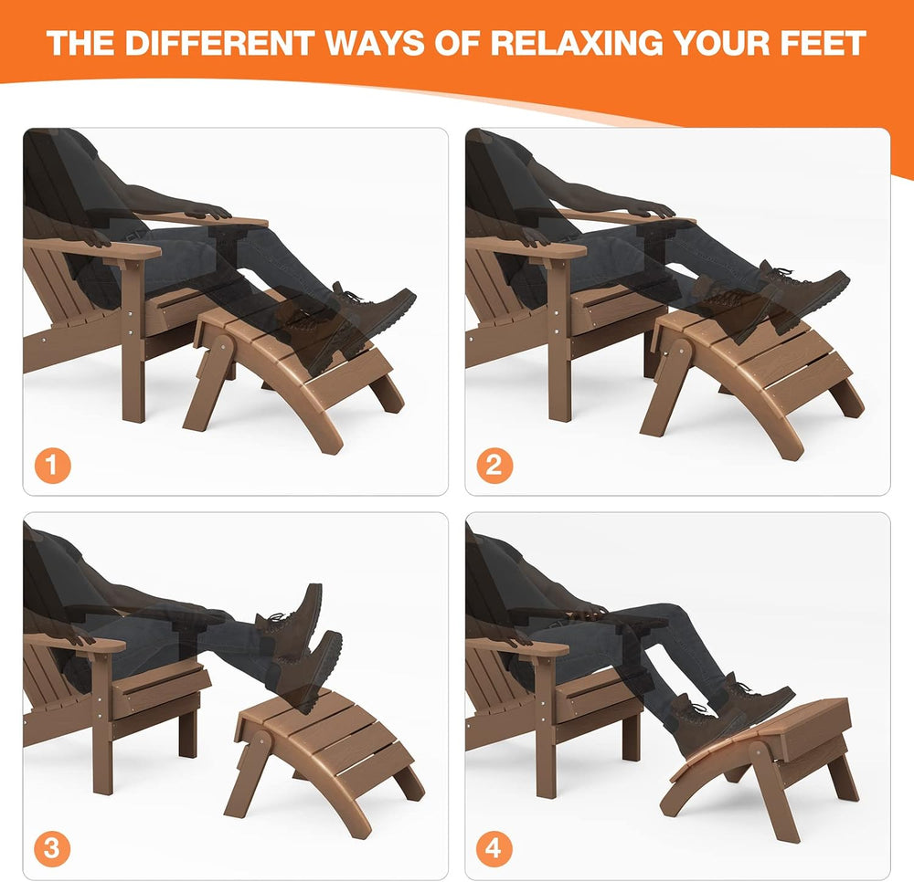 YEFU Adirondack Ottoman, Patio Foot Rest, Adirondack Foot Rest (2-Piece Foldi...