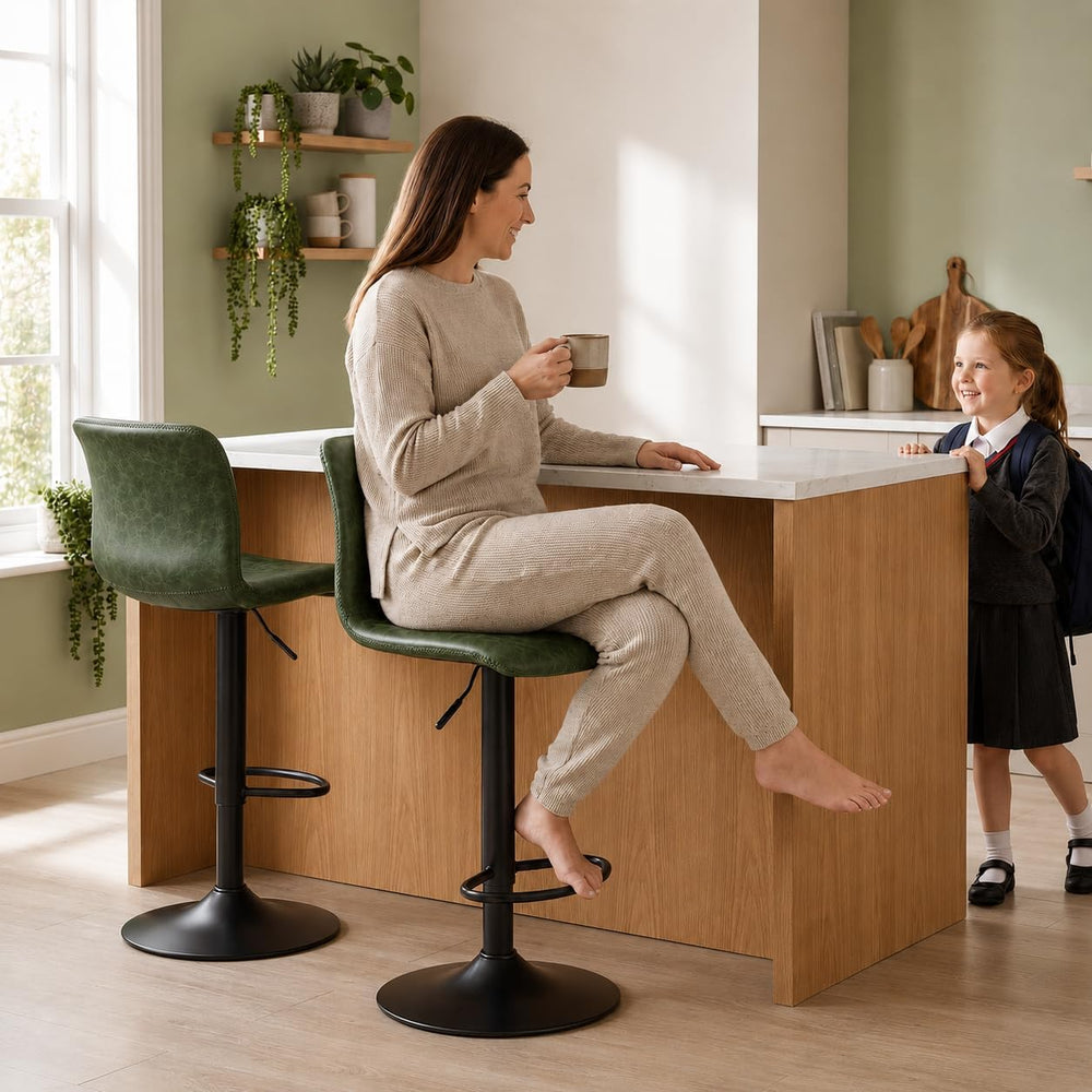 Adjustable Bar Stools Set of 3 for Kitchen Island, Green