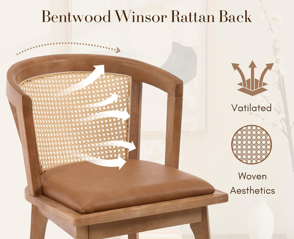 CIMOTA Mid-Century Modern Rattan Wood Dining Chairs Set of 4, Farmhouse Kitch...