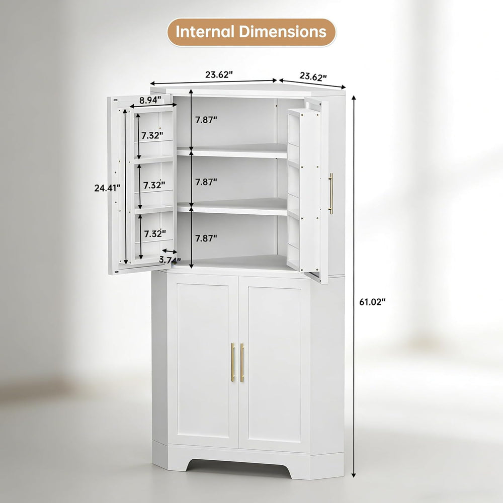 Corner Cabinet, Metal Storage, Kitchen Pantry Cabinet with Adjustable Shelves...