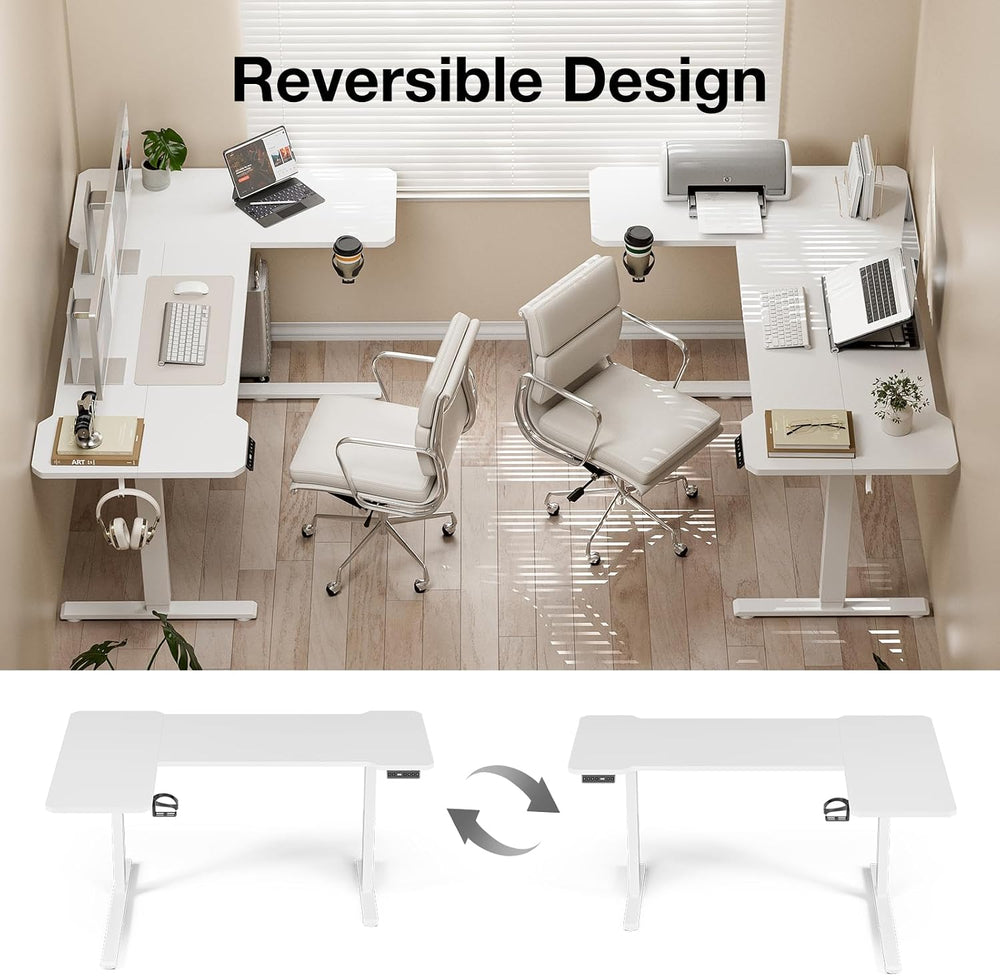 Acrolix L Shaped Electric Standing Desk - 59x40 Inch Reversible Corner Sit St...
