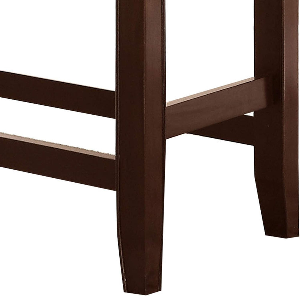 Wooden Counter Height Bench with Cushioned Leatherette Seat, Solid Wood Frame...