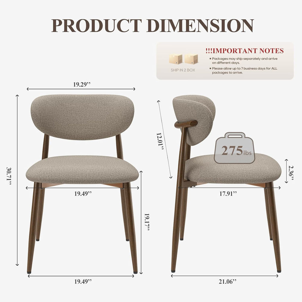 MALOL Upholstered Dining Chairs Set of 4, Curved Back Kitchen Chairs with Met...